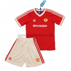 Camiseta de Fútbol Manchester United Retro Niño Casa 1984 Manga Corta