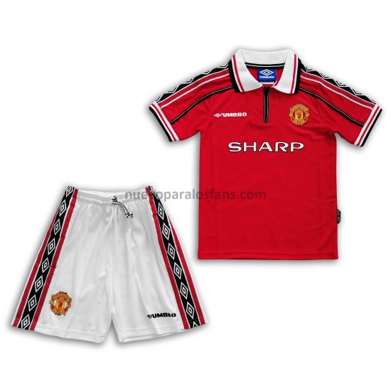 Camiseta de Fútbol Manchester United Retro Niño Casa 1998-1999 Manga Corta