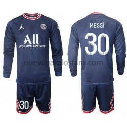 Camiseta de Fútbol Paris Saint-Germain MESSI 30 Niño Casa 2021-2022 Manga Larga