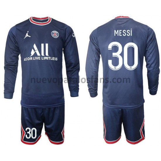 Camiseta de Fútbol Paris Saint-Germain MESSI 30 Niño Casa 2021-2022 Manga Larga
