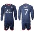 Camiseta de Fútbol Paris Saint-Germain Mbappé 7 Niño Casa 2021-2022 Manga Larga
