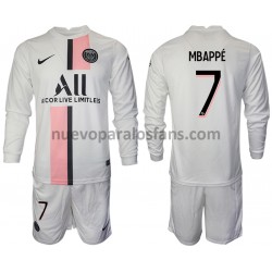 Camiseta de Fútbol Paris Saint-Germain Kylian Mbappé 7 Niño Exterior 2021-2022 Manga Larga