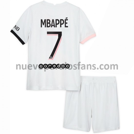Camiseta de Fútbol Paris Saint-Germain Kylian Mbappé 7 Niño Exterior 2021-2022 Manga Corta