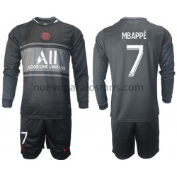 Camiseta de Fútbol Paris Saint-Germain Kylian Mbappé 7 Niño Tercera 2021-2022 Manga Larga