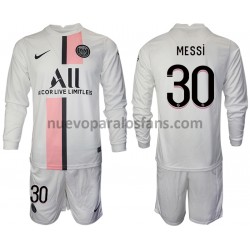 Camiseta de Fútbol Paris Saint-Germain Lionel Messi 30 Niño Exterior 2021-2022 Manga Larga