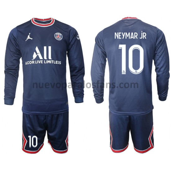 Camiseta de Fútbol Paris Saint-Germain Neymar JR 10 Niño Casa 2021-2022 Manga Larga