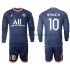 Camiseta de Fútbol Paris Saint-Germain Neymar JR 10 Niño Casa 2021-2022 Manga Larga