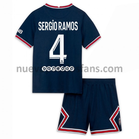 Camiseta de Fútbol Paris Saint-Germain Sergio Ramos 4 Niño Casa 2021-2022 Manga Corta