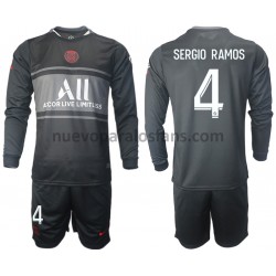 Camiseta de Fútbol Paris Saint-Germain Sergio Ramos 4 Niño Tercera 2021-2022 Manga Larga