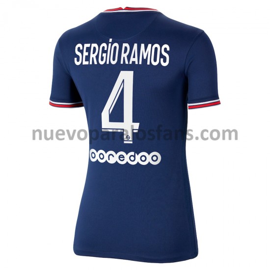 Camiseta de Fútbol Paris Saint-Germain Sergio Ramos 4 Mujer Casa 2021-2022 Manga Corta