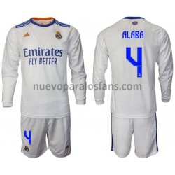Camiseta de Fútbol Real Madrid Alaba 4 Niño Casa 2021-2022 Manga Larga