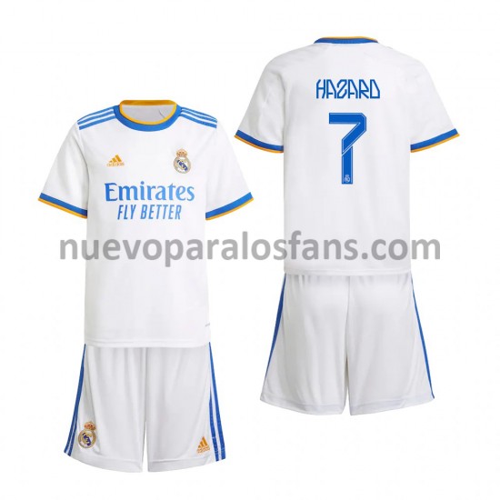 Camiseta de Fútbol Real Madrid Eden Hazard 7 Niño Casa 2021-2022 Manga Corta