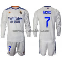 Camiseta de Fútbol Real Madrid Hazard 7 Niño Casa 2021-2022 Manga Larga