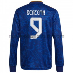 Camiseta de Fútbol Real Madrid Karim Benzema 9 Exterior 2021-2022 Manga Larga