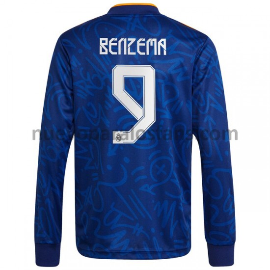 Camiseta de Fútbol Real Madrid Karim Benzema 9 Exterior 2021-2022 Manga Larga