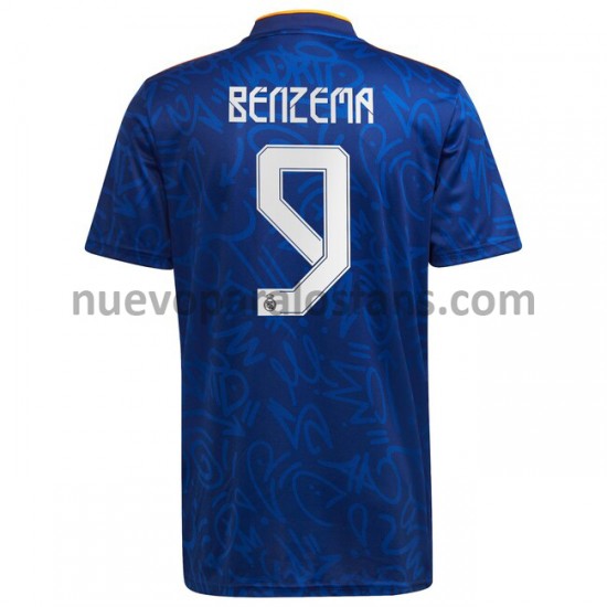 Camiseta de Fútbol Real Madrid Karim Benzema 9 Exterior 2021-2022 Manga Corta