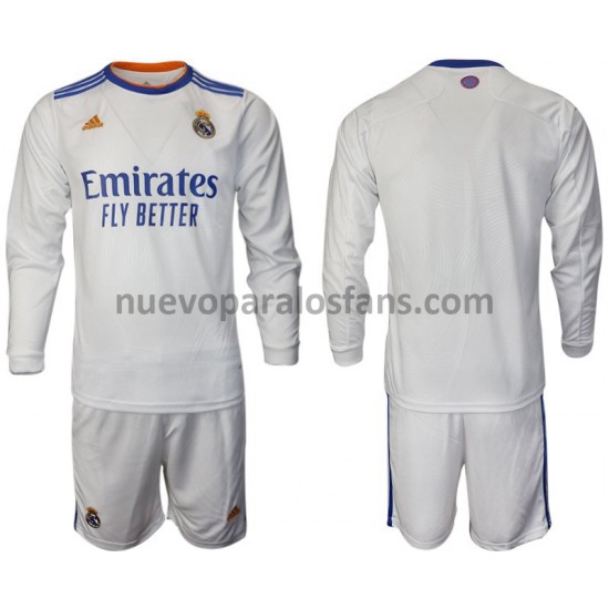 Camiseta de Fútbol Real Madrid Niño Casa 2021-2022 Manga Larga