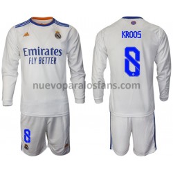 Camiseta de Fútbol Real Madrid Kroos 8 Niño Casa 2021-2022 Manga Larga