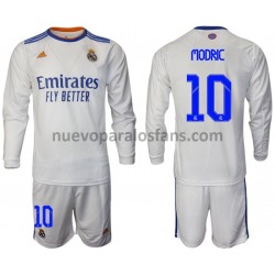 Camiseta de Fútbol Real Madrid Modric 10 Niño Casa 2021-2022 Manga Larga