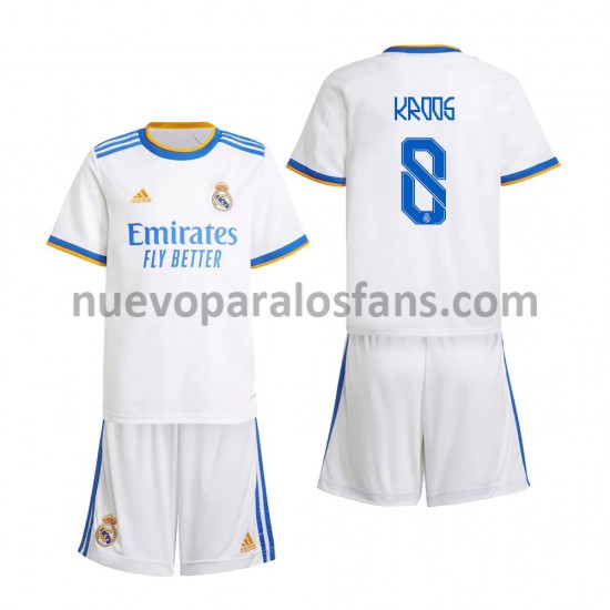 Camiseta de Fútbol Real Madrid Toni Kroos 8 Niño Casa 2021-2022 Manga Corta