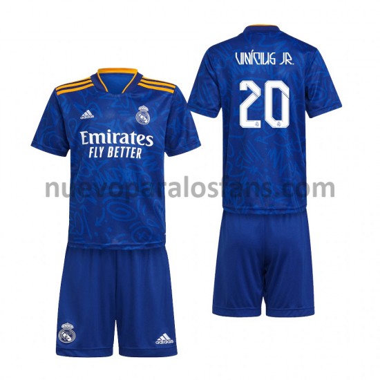 Camiseta de Fútbol Real Madrid Vinicius Junior 20 Niño Exterior 2021-2022 Manga Corta