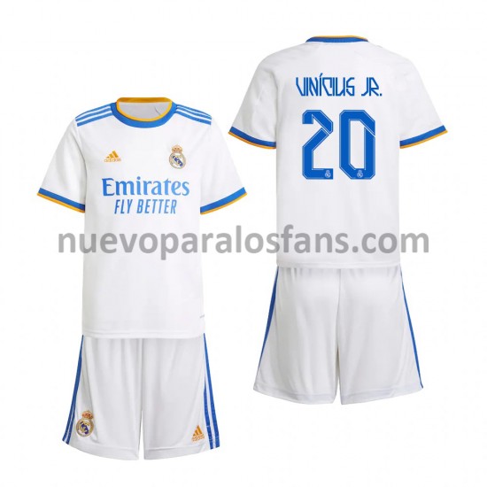 Camiseta de Fútbol Real Madrid Vinicius Junior 20 Niño Casa 2021-2022 Manga Corta