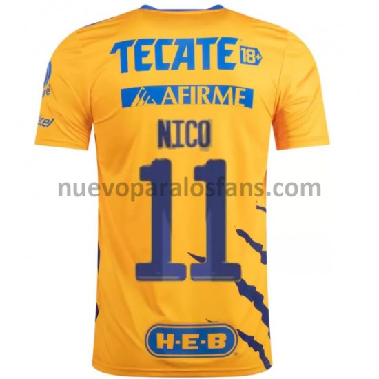 Camiseta de Fútbol Tigres UANL Nico Lopez 11 Casa 2021-2022 Manga Corta