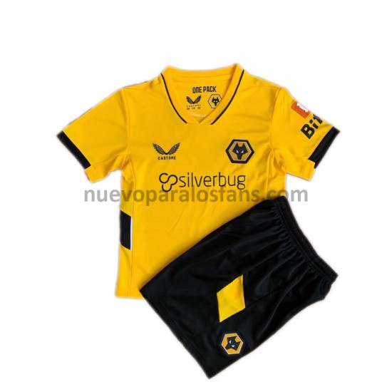 Camiseta de Fútbol Wolverhampton Wanderers Niño Casa 2021-2022 Manga Corta
