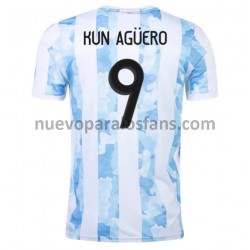 Camiseta de Fútbol Argentina Kun Aguero 9 Casa 2021 Manga Corta