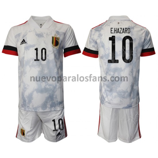 Camiseta de Fútbol Bélgica Eden Hazard 10 Niño Exterior Euro 2020 Manga Corta