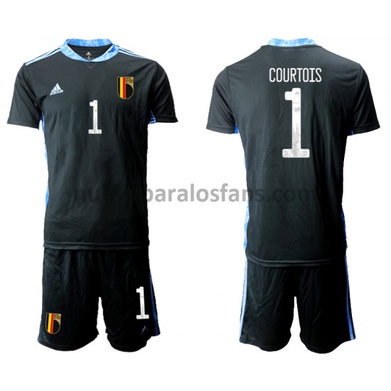 Camiseta de Fútbol Bélgica Portero Thibaut Courtois 1 Niño Casa Euro 2020 Manga Corta