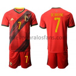 Camiseta de Fútbol Bélgica Kevin De Bruyne 7 Niño Casa Euro 2020 Manga Corta