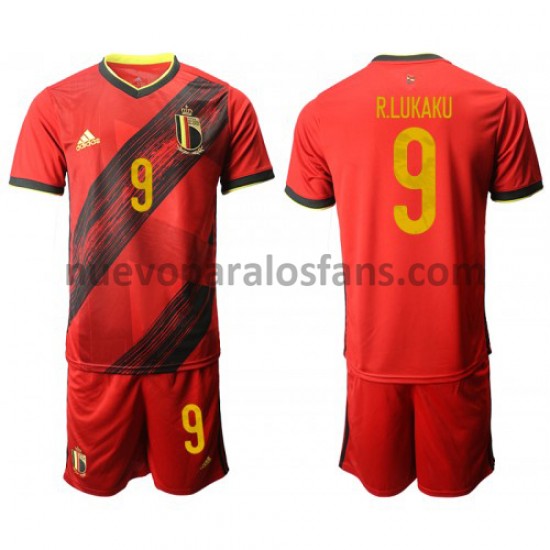 Camiseta de Fútbol Bélgica Romelu Lukaku 9 Casa Euro 2020 Manga Corta