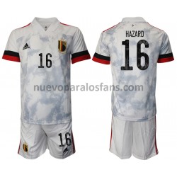 Camiseta de Fútbol Bélgica Thorgan Hazard 16 Niño Exterior Euro 2020 Manga Corta