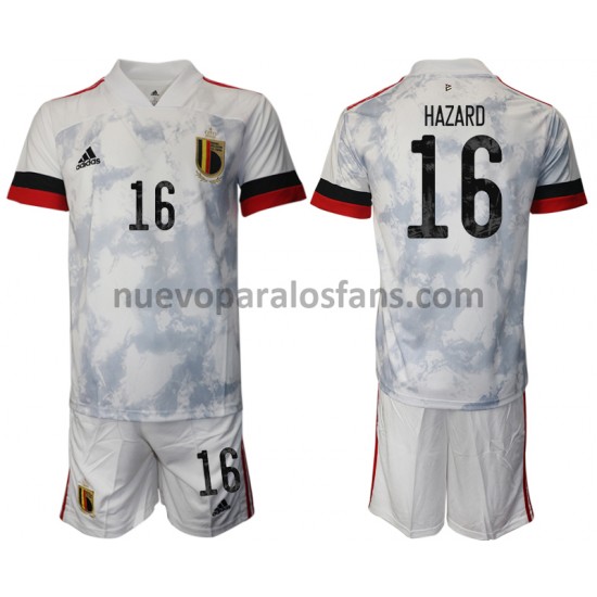 Camiseta de Fútbol Bélgica Thorgan Hazard 16 Niño Exterior Euro 2020 Manga Corta