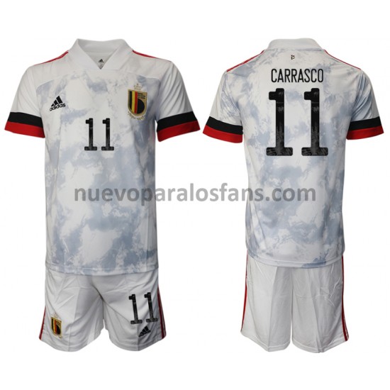 Camiseta de Fútbol Bélgica Yannick Carrasco 11 Niño Exterior Euro 2020 Manga Corta