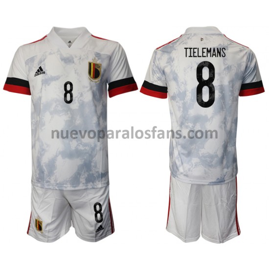 Camiseta de Fútbol Bélgica Youri Tielemans 8 Niño Exterior Euro 2020 Manga Corta
