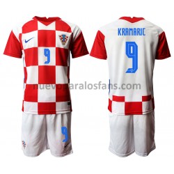 Camiseta de Fútbol Croacia Andrej Kramaric 9 Niño Casa Euro 2020 Manga Corta