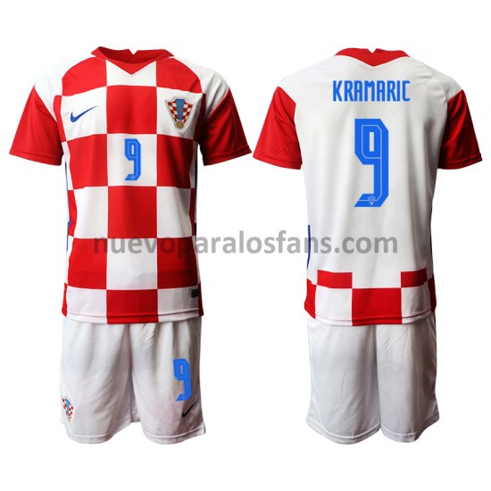 Camiseta de Fútbol Croacia Andrej Kramaric 9 Niño Casa Euro 2020 Manga Corta