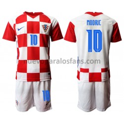 Camiseta de Fútbol Croacia Luka Modrić 10 Niño Casa Euro 2020 Manga Corta
