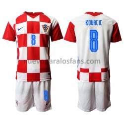 Camiseta de Fútbol Croacia Mateo Kovacic 8 Niño Casa Euro 2020 Manga Corta