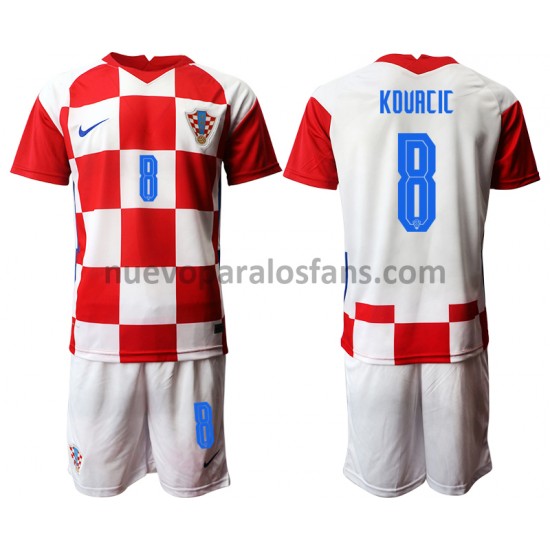 Camiseta de Fútbol Croacia Mateo Kovacic 8 Niño Casa Euro 2020 Manga Corta