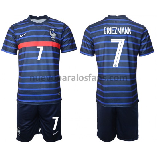 Camiseta de Fútbol Francia Antoine Griezmann 7 Niño Casa Euro 2020 Manga Corta