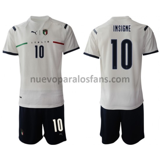 Camiseta de Fútbol Italia Lorenzo Insigne 10 Niño Exterior 2021-2022 Manga Corta