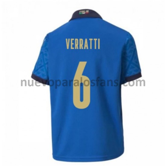 Camiseta de Fútbol Italia Verratti 6 Casa Euro 2020 Manga Corta
