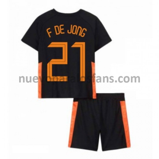 Camiseta de Fútbol Países Bajos Frenkie de Jong 21 Niño Exterior Euro 2020 Manga Corta
