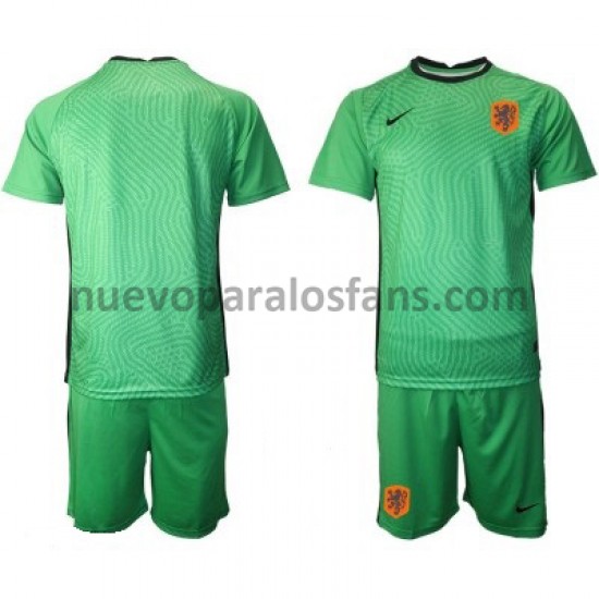 Camiseta de Fútbol Países Bajos Portero Niño Exterior Euro 2020 Manga Corta