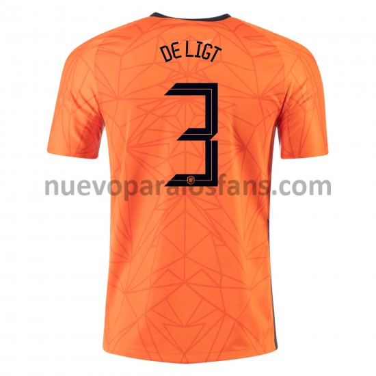 Camiseta de Fútbol Países Bajos MATTHIJS DE LIGT 3 Casa Euro 2020 Manga Corta