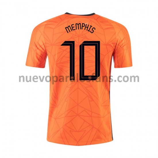 Camiseta de Fútbol Países Bajos MEMPHIS 10 Casa Euro 2020 Manga Corta