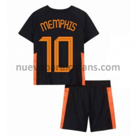 Camiseta de Fútbol Países Bajos Memphis Depay 10 Niño Exterior Euro 2020 Manga Corta